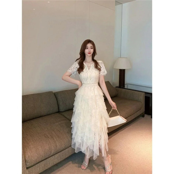 NWT Self-Portrait Inspired Ivory White Midi Dress - Picture 2 of 11